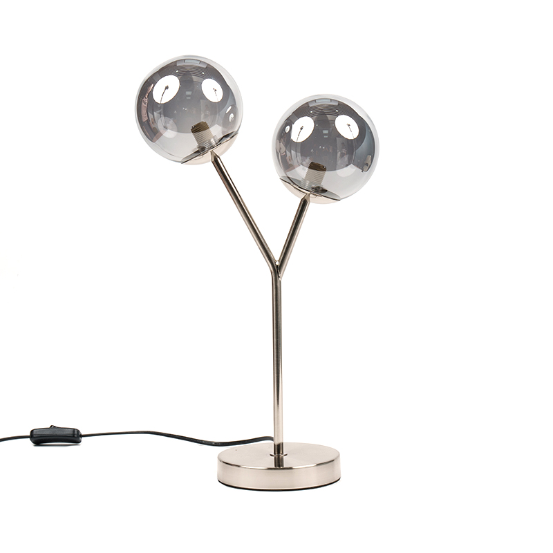 مصباح طاولة زجاجية كروي مزدوج الرأسين